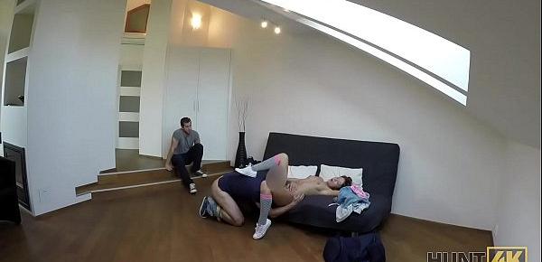  HUNT4K. Poor cuckold forced to see GF&039;s nasty sex with skillful man